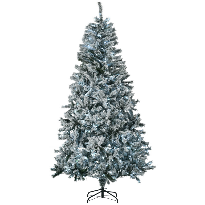 Arbre de Noël artificiel enneigé 7,5 pi avec lumières DEL blanc froid