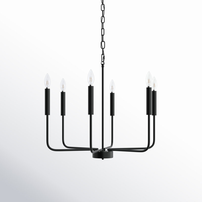 Seo 6 - Light Classic / Traditional Modern Farmhouse Candle Style Dimmable Chandelier, Black