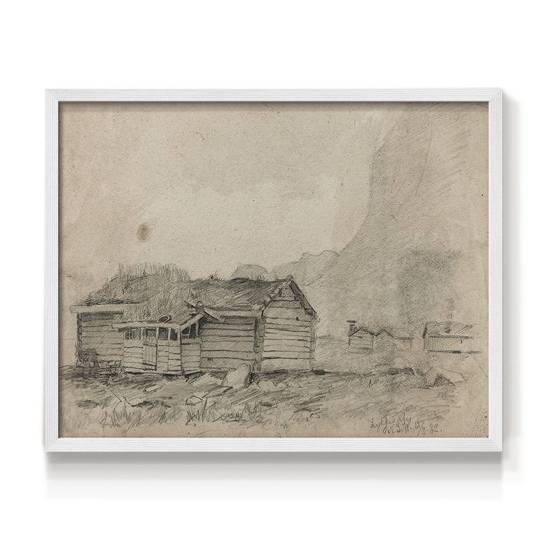 Œuvre de croquis rétro - LV III - Reproduction encadrée - Restickable, H 8 po x l 10 po, Blanc