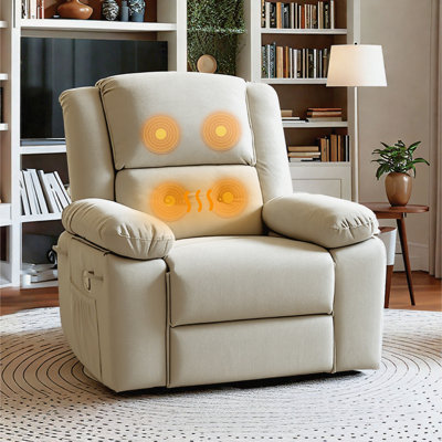 Manual Recliner Chair with 360° Swivel, Heat & Massage
