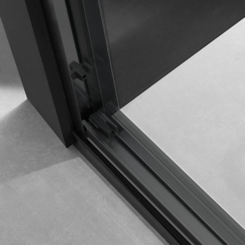 Porte de douche coulissante sans cadre avec porte en verre trempé de 6 mm, Matte Black