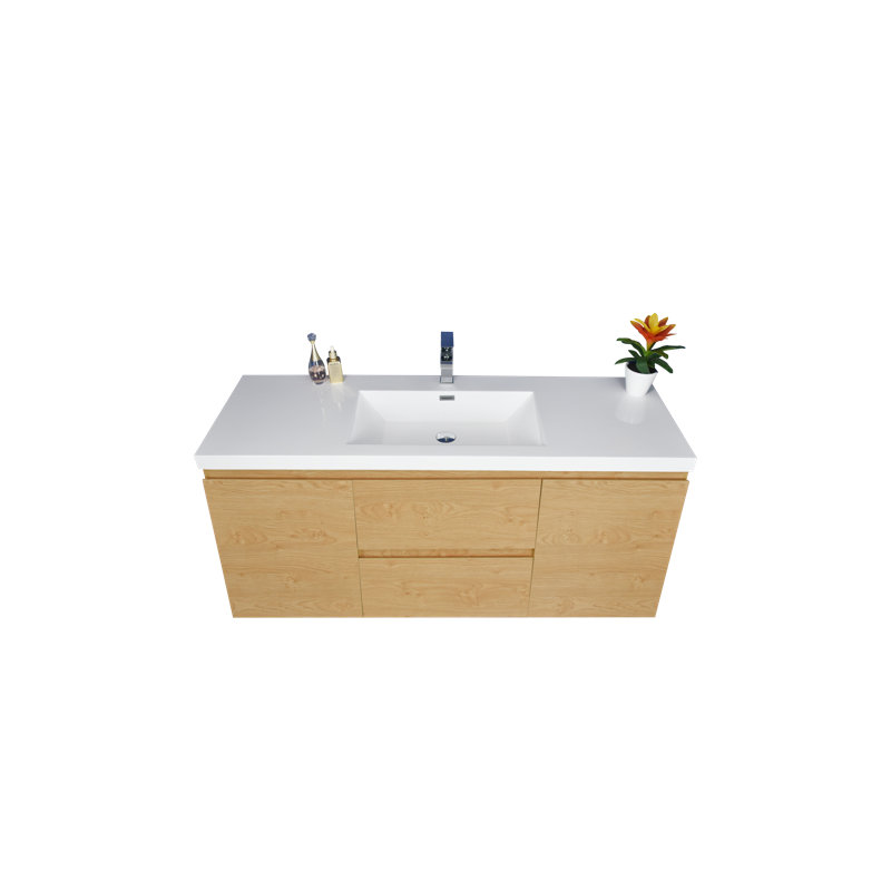 Korrina 47.13'' Single Bathroom Vanity with Plastic Top, English Oak