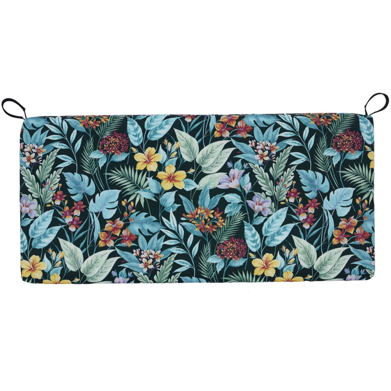 Outdoor 3'' Bench Seat Cushion, 42" W x 19" D, Blue/Green Floral