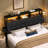 Damerius Upholstered Storage Headboard With Built-In Charging Station, LED Light Strip, Hidden Drawer And Shelf – Tufted Button Design-785386327-782890653