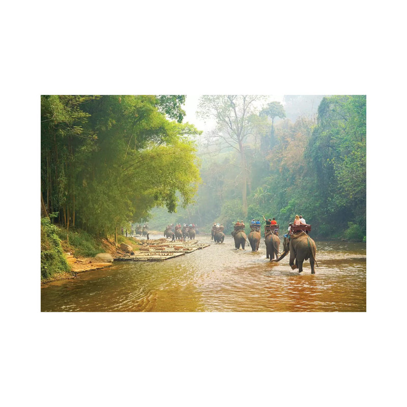 Reproduction de photo « Elephants Balad Thailand 330 » par Ben Heine, H 18 po x l 26 po x P 1,5 po, Toile tendue