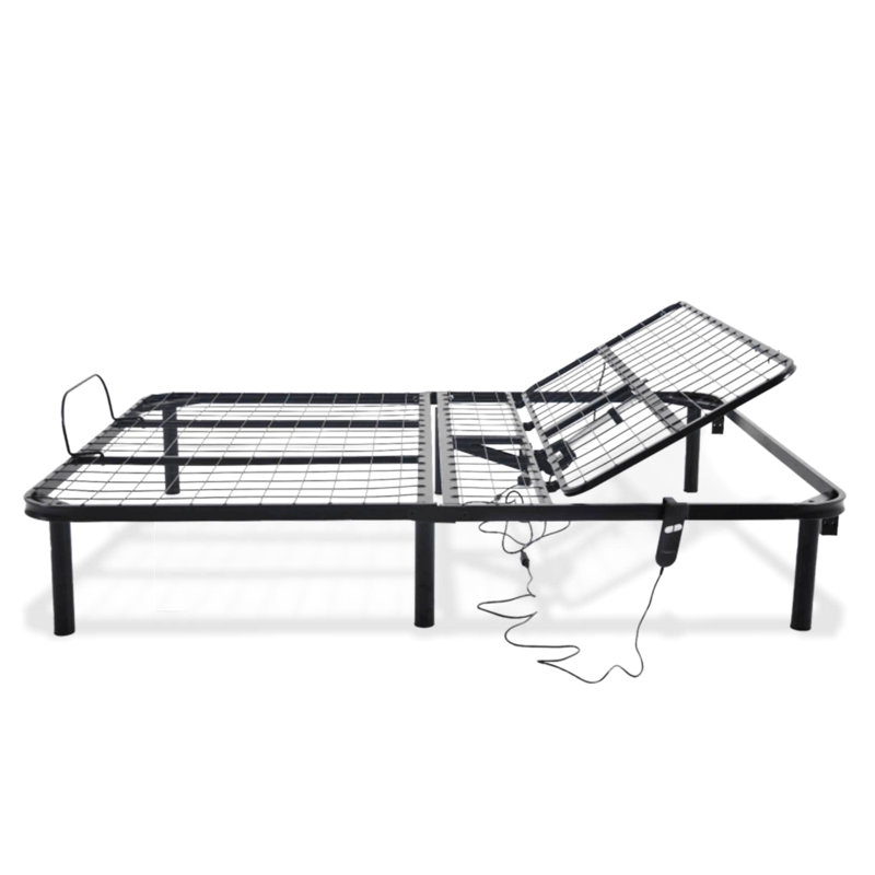 Noir, double, tête haute seulement, base de lit réglable, structure en acier, assemblage rapide, support de poids de 850 lb, base, matériau fiable, facile à assembler,
