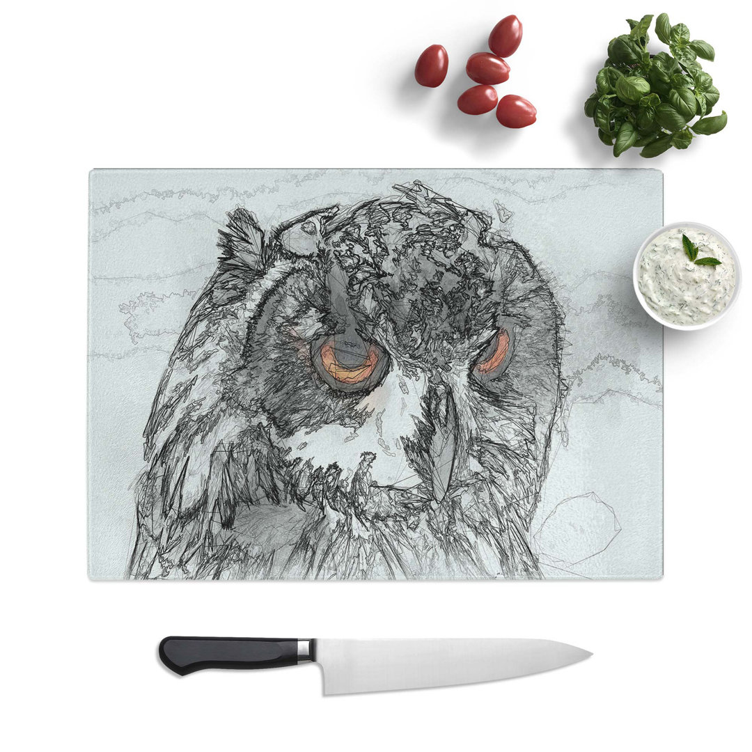 Tempered Glass Eyed Owl Chopping Board