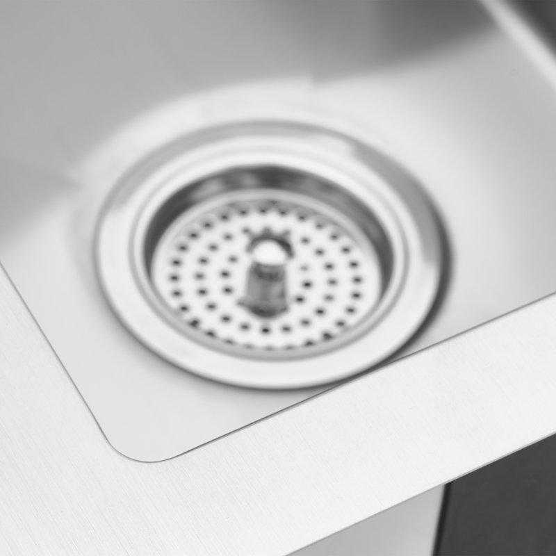 Évier de bar encastré en acier inoxydable avec ensemble de drain L 15 po x l 15 po