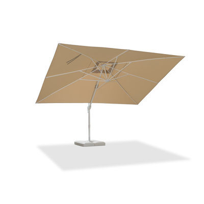 Rondal White Pole 10' x 13' Rectangular Economical Large Cantilever Beige Umbrella with White Base