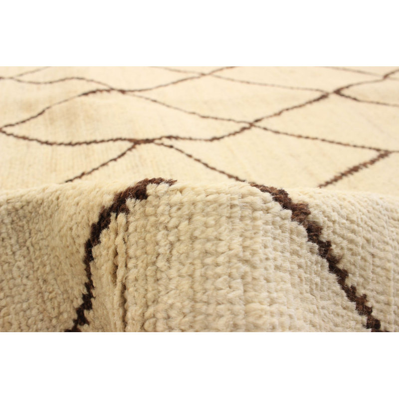 Tapis unique brun clair en laine noué à la main style années 2010 de 6 pi x 8 pi 9 po
