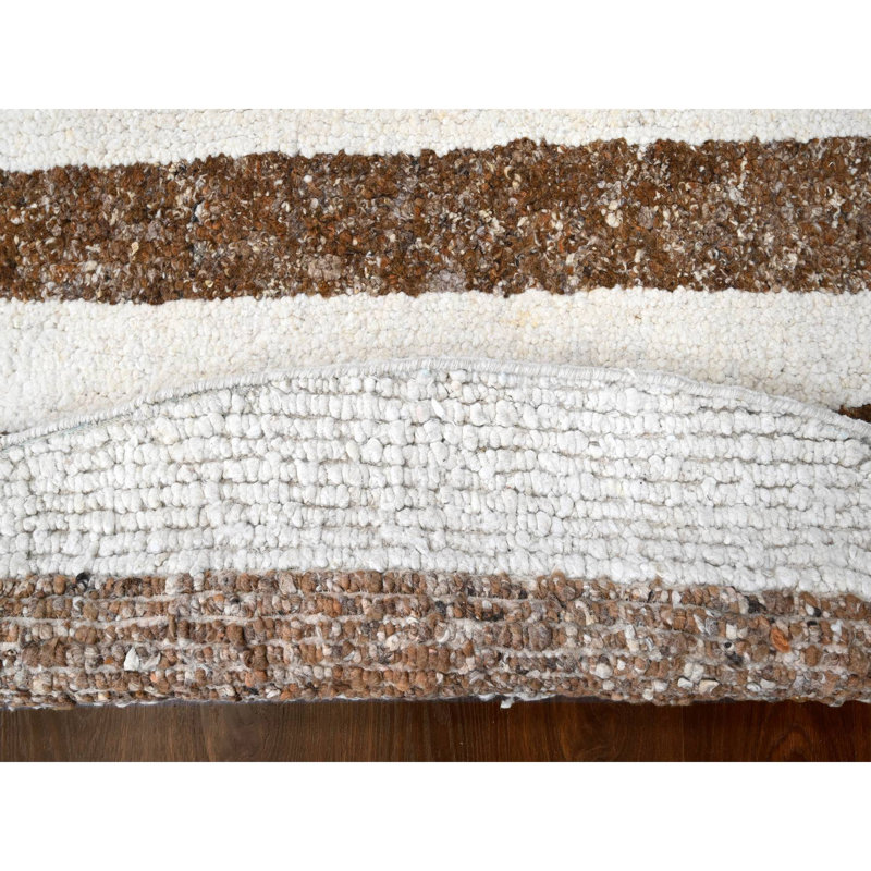 10'x10' Oak Brown Soft Wool Thick Chunky Texture Hand Knotted Round Rug G84845