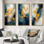 Sudden Happiness abstrait bleu sarcelle et jaune - ensemble de 3 impressions-1292369077-1292369081