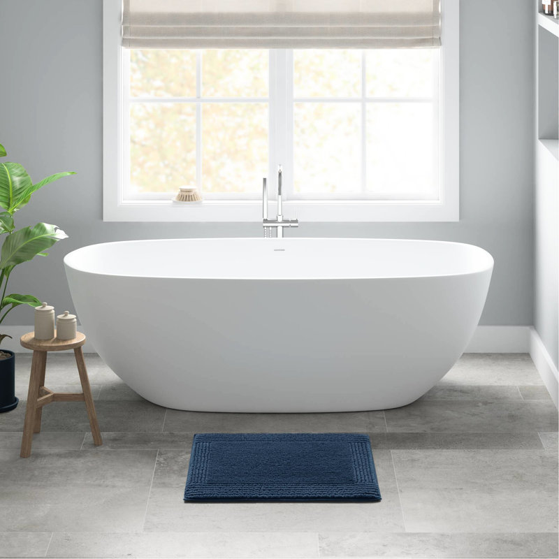 17X24" 3000 Gsm Navy 100% Cotton Reversible Bath Rug - Superior Table Top, , Long Term Use 1 Pcs Medium Pile 0.5", Machine Washable, Elegant Bathroom