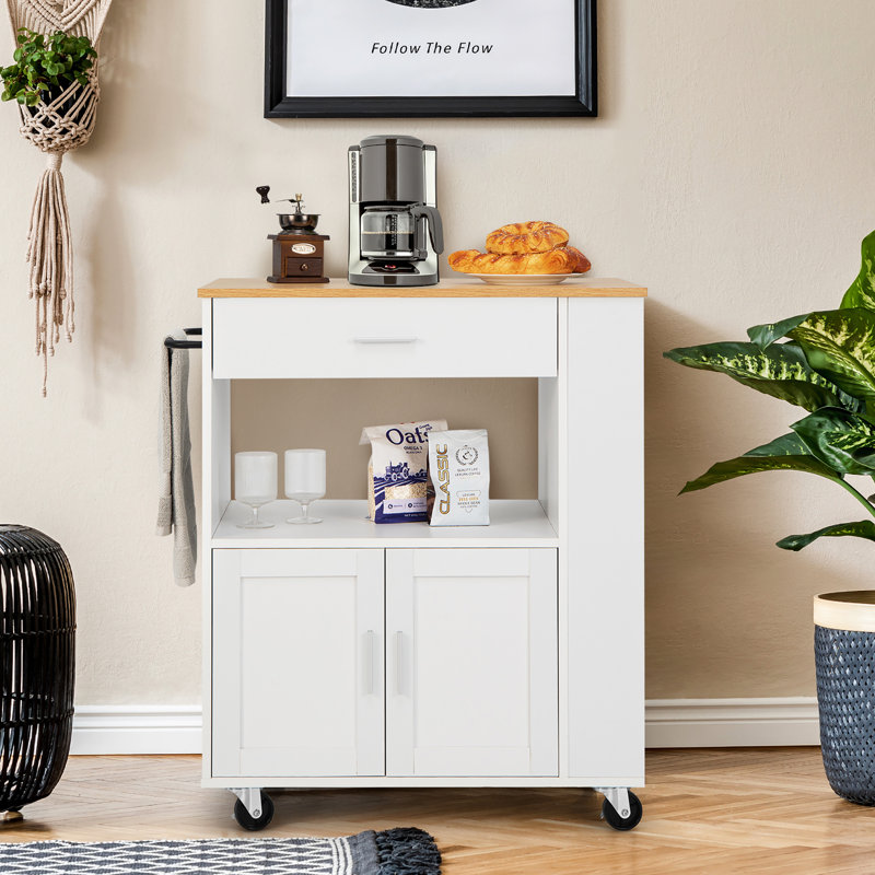 Dyeisha Wood Kitchen Cart, White