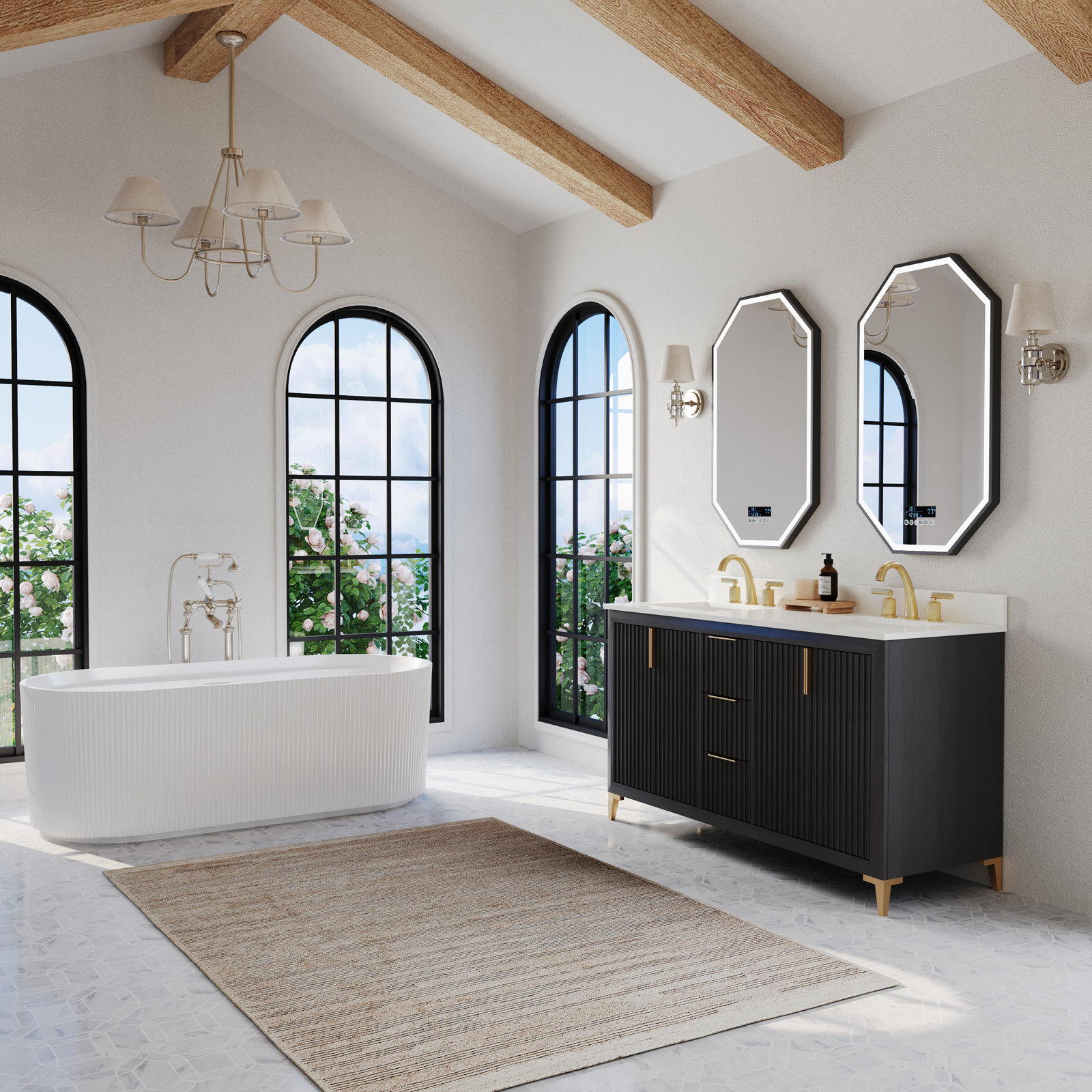Turlington Oak Single Bathroom Vanity, Black Oak, 60"