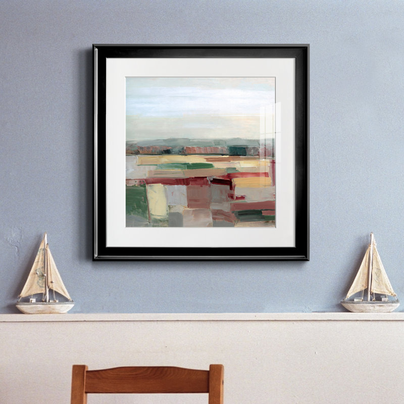 Tapisserie de champ - peinture encadrée, H 17,5 po x l 17,5 po x P 1,5 po, Papier encadré noir