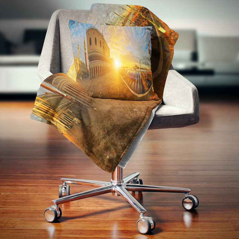 Coussin décoratif de soleil vif dans l’italie cityscape, 16 po x 1 po, Coussin décoratif