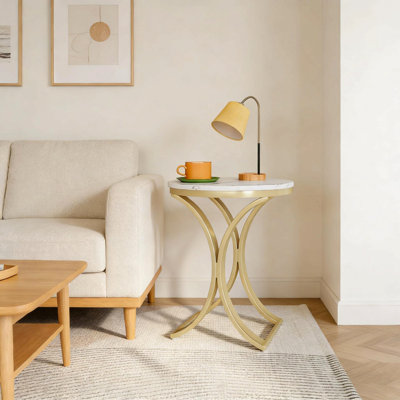 Table d'appoint pour canapé polyvalente, table de bout ronde chic, table basse étroite