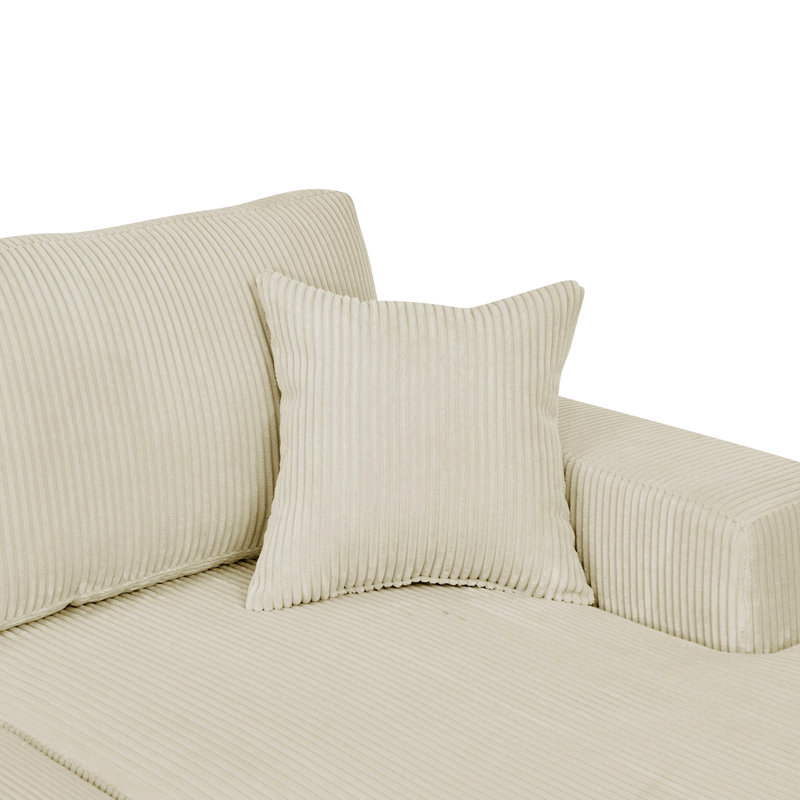 Corduroy 4 - Seat Double Chaise Sectional , Engineered Wood Frame, Rectangular Seats, And U Shaped Setup For Relaxation 3 Piece 4, Foam Filled, Streamlined Design, Cushions