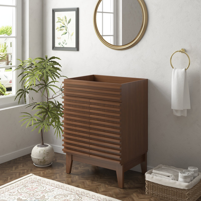 24" Mid-Century Modern Single Bathroom Vanity Base