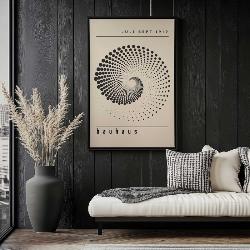 Bauhaus Optical Revolution Canvas Print, Satin Black Floater Framed, 18.75" H x 12.75" W x 1.75" D