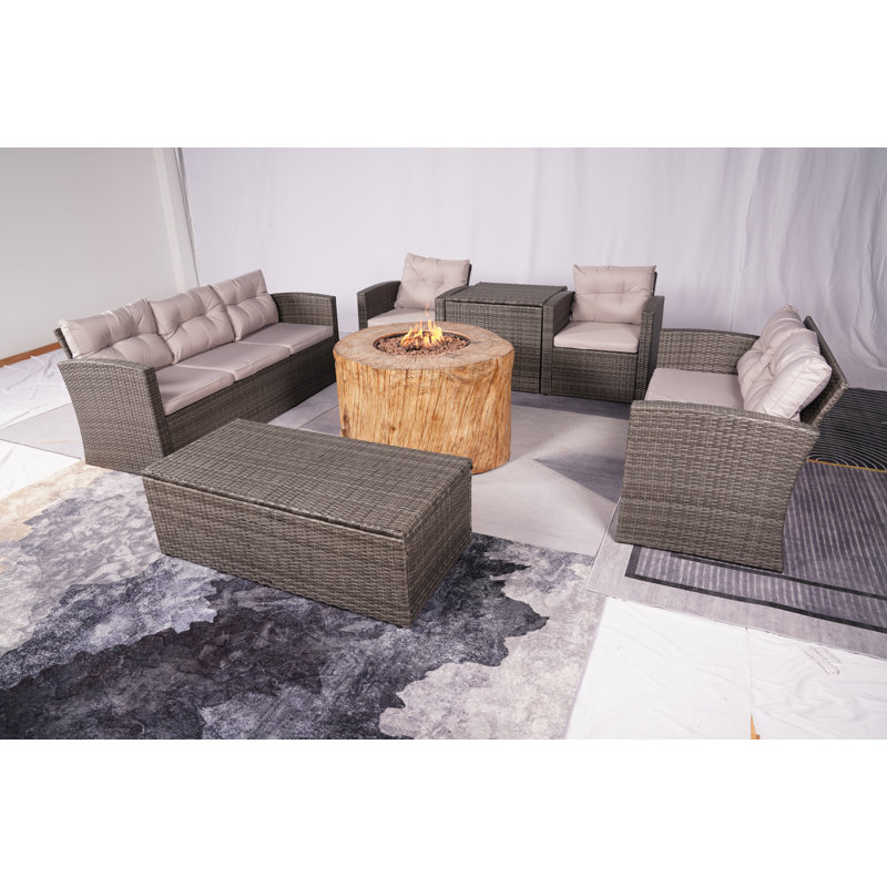 Ensemble de conversation pour 7 personnes avec coussins