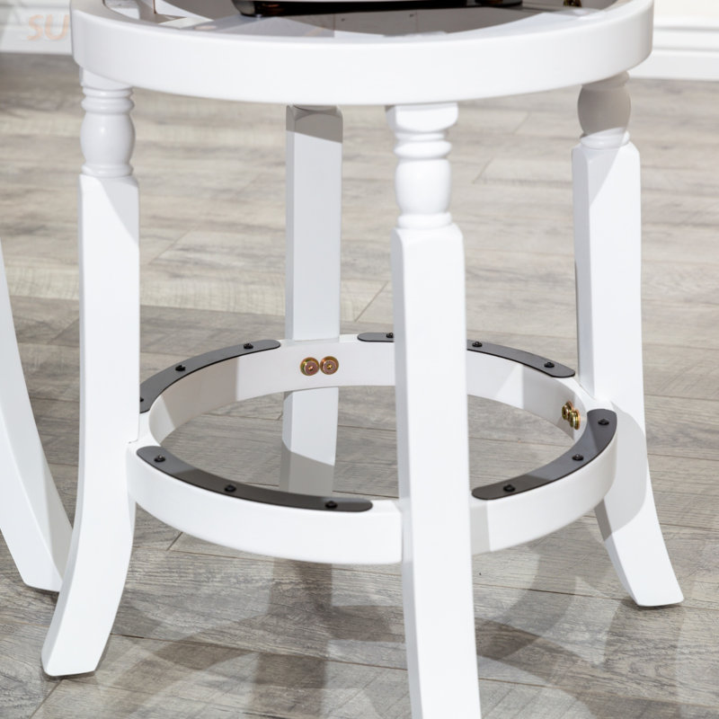 Palmer Lake Bar Stool With 360-Degree Swivel, White Finish, Charcoal Fabric Seat, Durable And Stylish For Modern Kitchens, Bar Stool