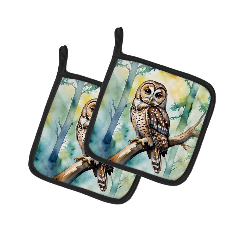 Spotted Owl Pair of Pot Holders