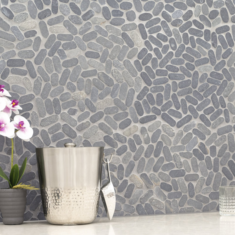 Marvella Pebble 12 in. x 12 in. Natural stone Mosaic Floor and Wall Tile, Tivoli Sand