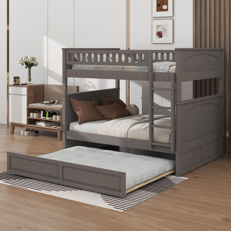 Lit superposé double avec lit gigogne coulissant, Grey