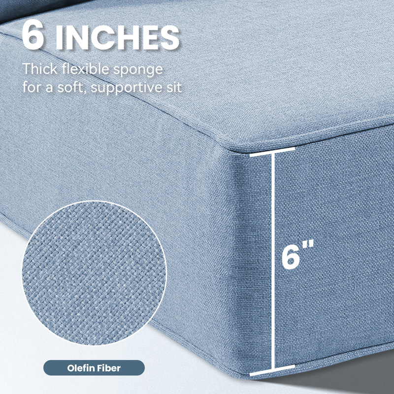 6" Thick Outdoor Cushions 22X24x6, Deep Seat Patio Cushions With Removable Cover, Waterproof & Fade Resistant Replacement For Wicker Chair, Loveseat, Sofa