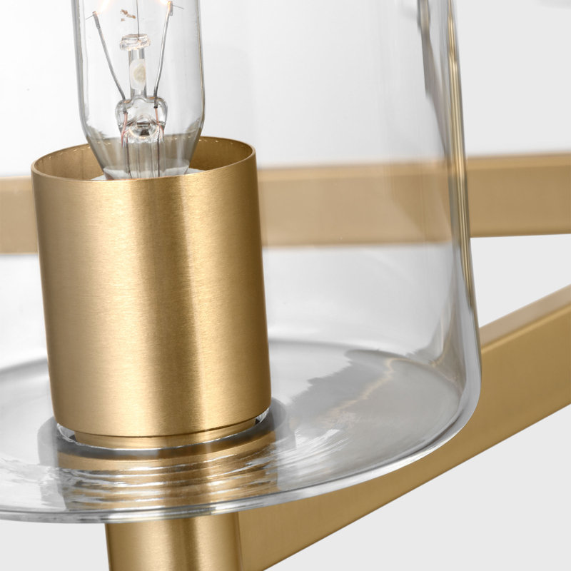 Kirkham Couey 5 Light Dining Room Chandelier With Clear Shade, 10.375" H x 27.125" W x 27.125" D, 5 Lights, Satin Brass