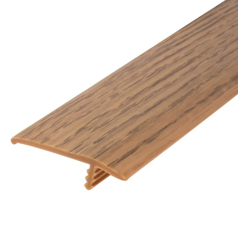 Plastic 1.5'' W x 3000'' L T-Moulding, Oak Woodgrain