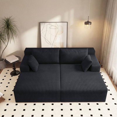 Modulaires désossés modernes, velours côtelé noir antique, conception spacieuse sans assemblage pour la maison