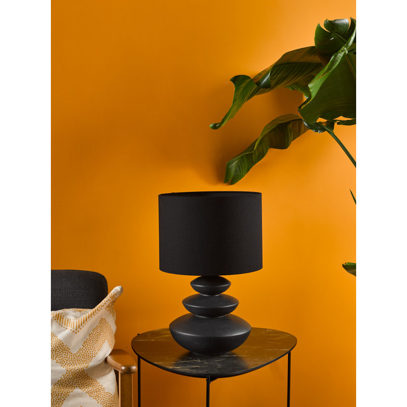 Discus Ceramic Table Lamp With Shade, Black