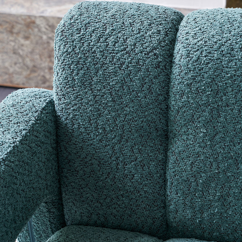 Chaise d'appoint pratique et large rembourrée, Vert bouclé
