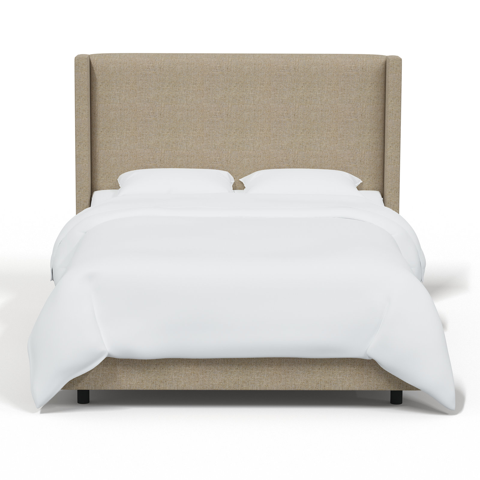 Hanson Linen Upholstered Wingback Bed, Full/Double, Classic Sandstone Linen
