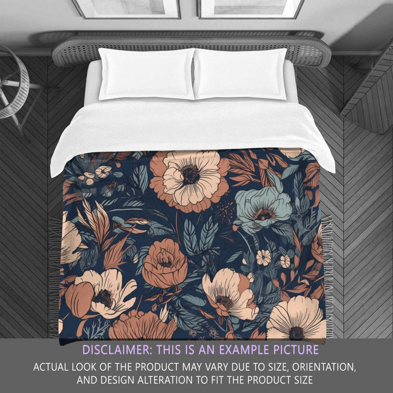 Floral Brown/Navy Microfiber Comforter, Twin Extra Long Comforter