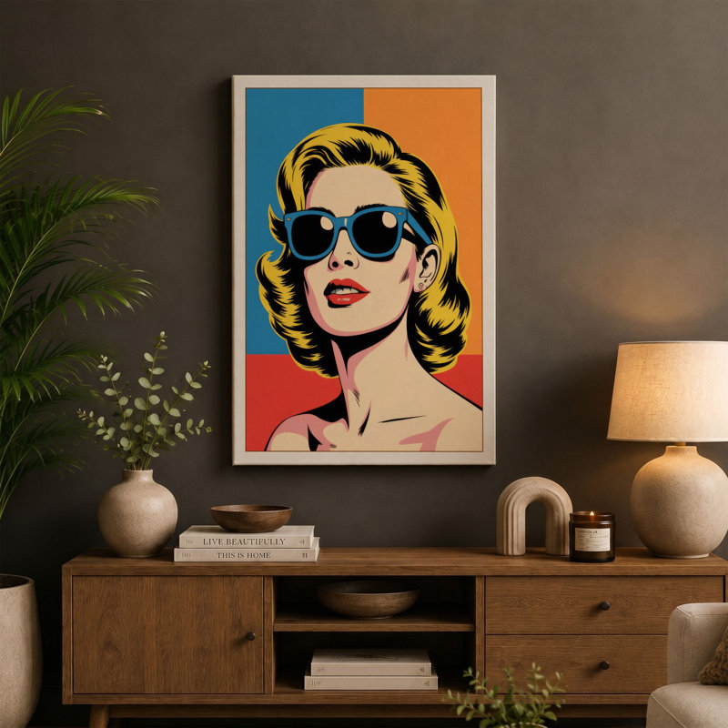 Sixties Cool Retro - Wrapped Canvas, 36x24 - 91.4 x 61.0 cm, Terracotta Border