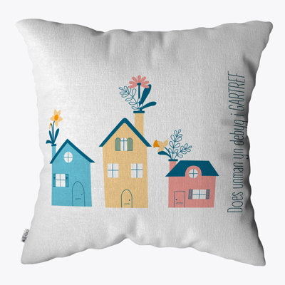 Floral White Square Throw Pillow Cover