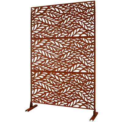 Écran d'intimité extérieur et intérieur en métal H 76 po x l 48 po, écran d'intimité décoratif autoportant pour terrasse de balcon de terrasse, panneaux de clôture d'intimité pour jardin extérieur PS110 RUSTY
