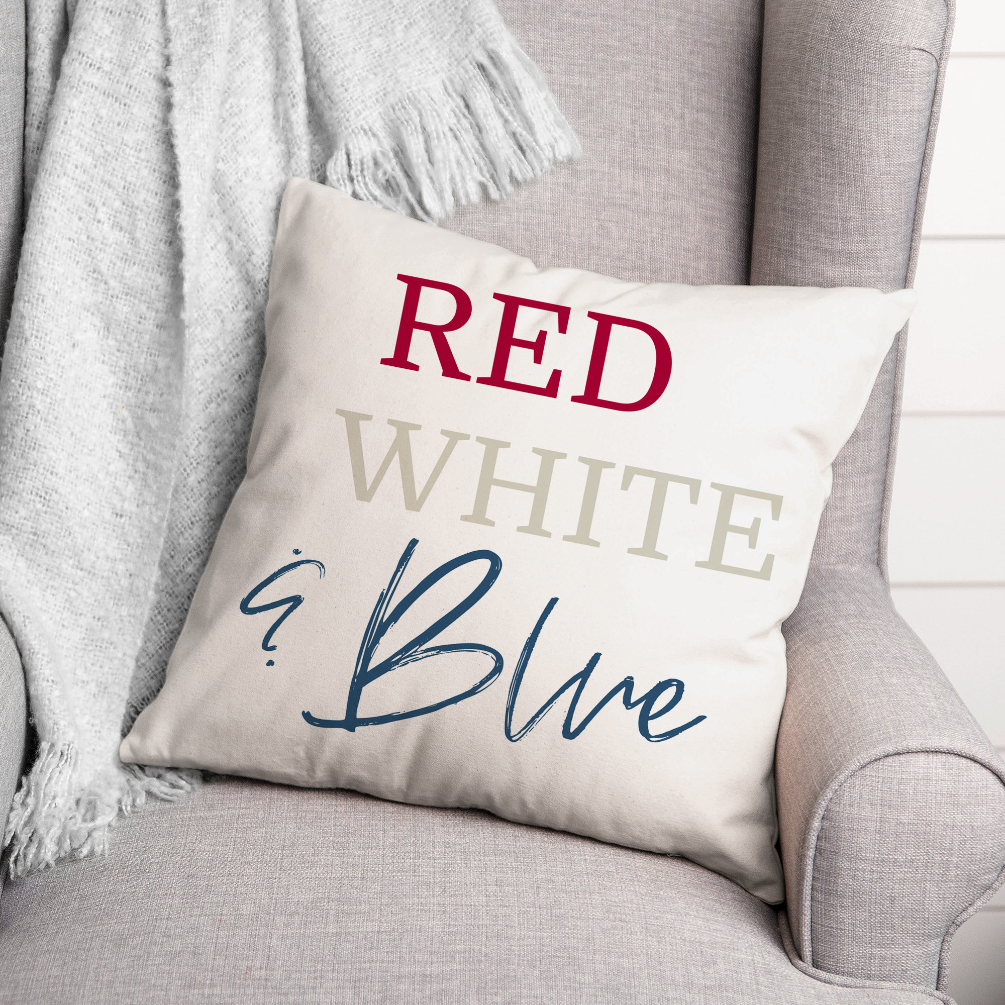 Designs Direct Creative Group Red White and Blue Square Pillow Cover ...