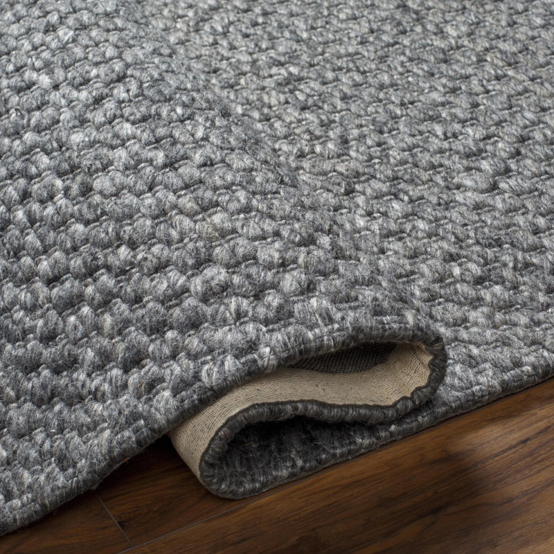 Rectangle Buster Polyester/Wool Area Rug in Charcoal, Rectangle 6' x 9'