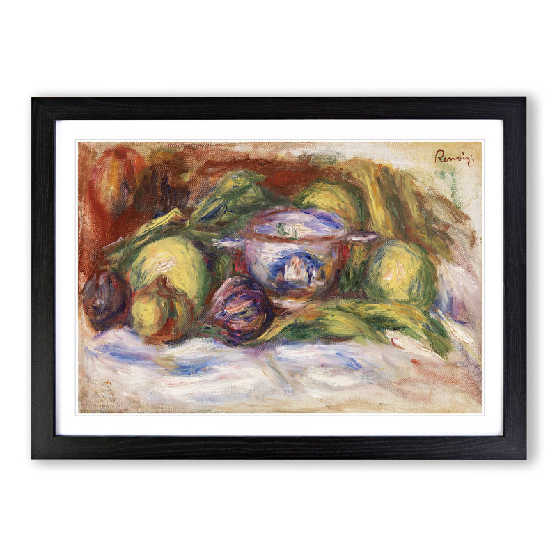 Figs and Apples by Pierre-Auguste Renoir - Picture Frame Painting, 36cm H x 48cm W x 2cm D, Black Framed