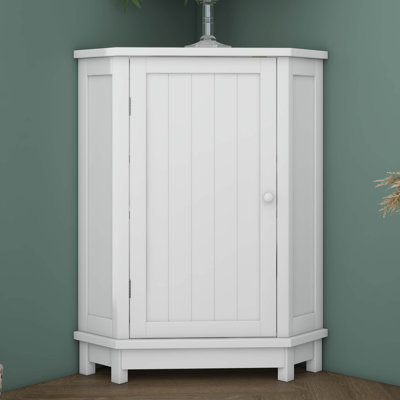 Bathroom Corner Storage Cabinet With Doors, Triangle Floor Cabinet, Wood Corner Storage Organization With Adjustable Shelves