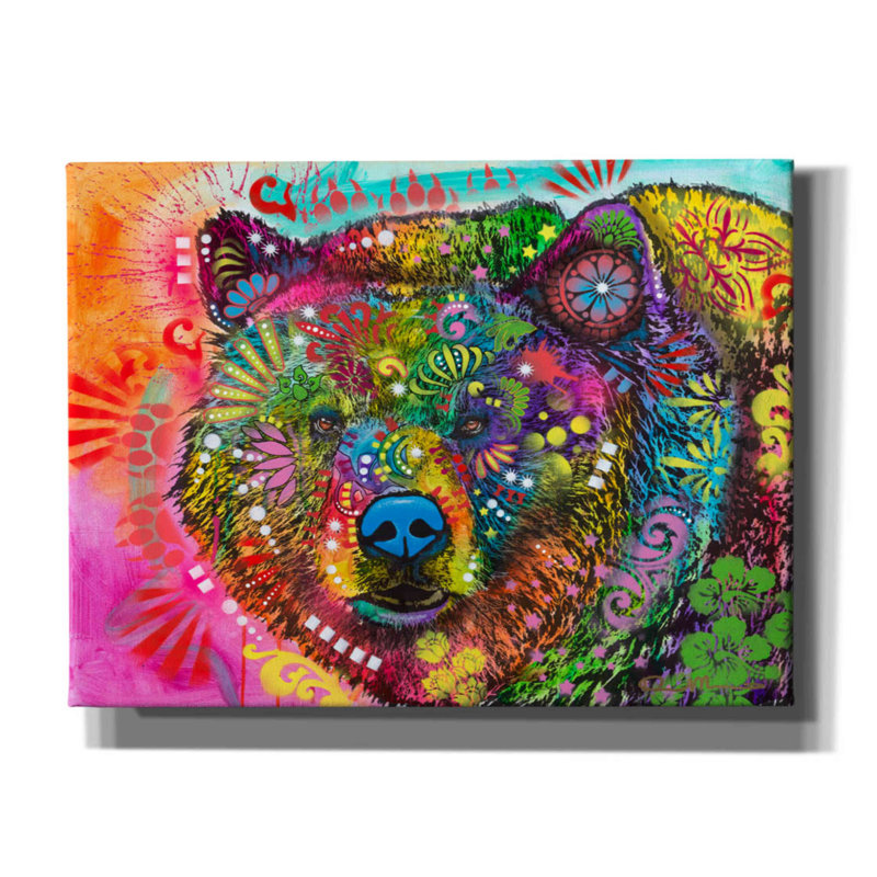 «Hunky Bear 2» par Dean Russo - peinture sur toile tendue, H 12 po x l 16 po x P 0,75 po