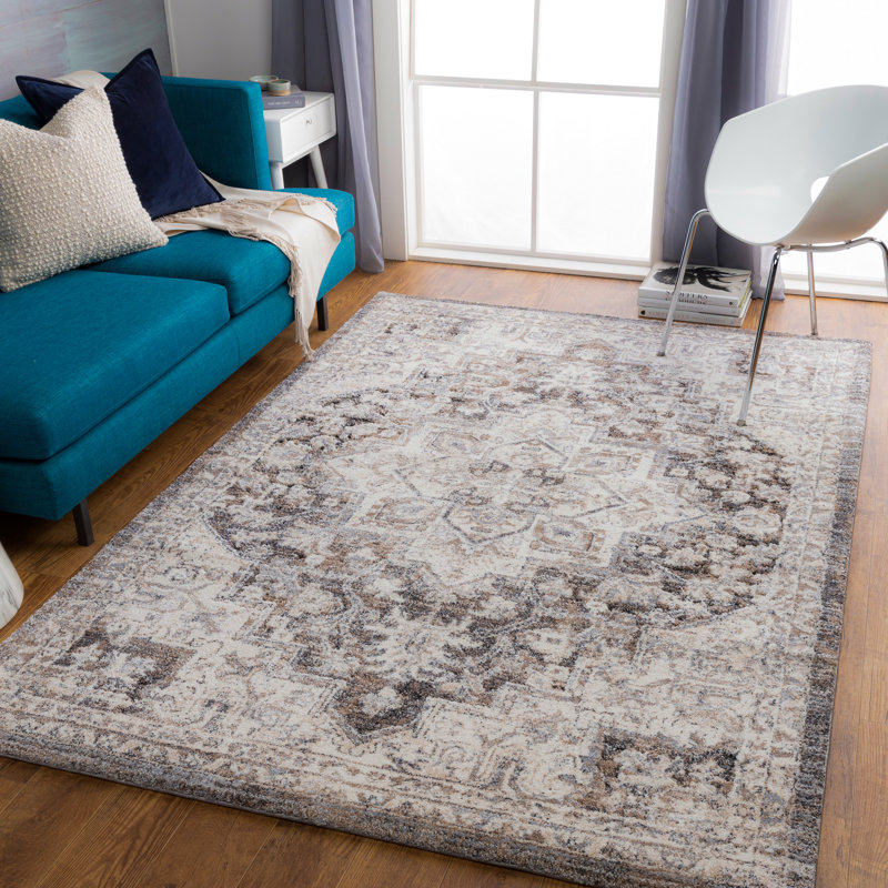Tapis oriental taupe Hodder, Carré 7 pi 10 po