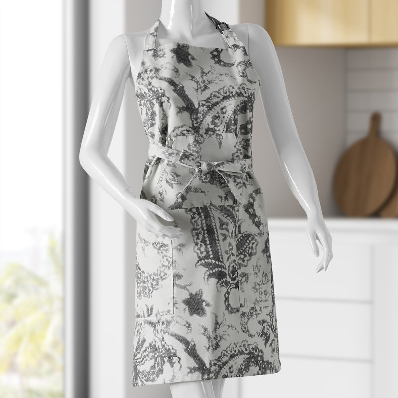 Edina Printed Cotton Kitchen Apron with Pockets Adjustable, Edina Gray
