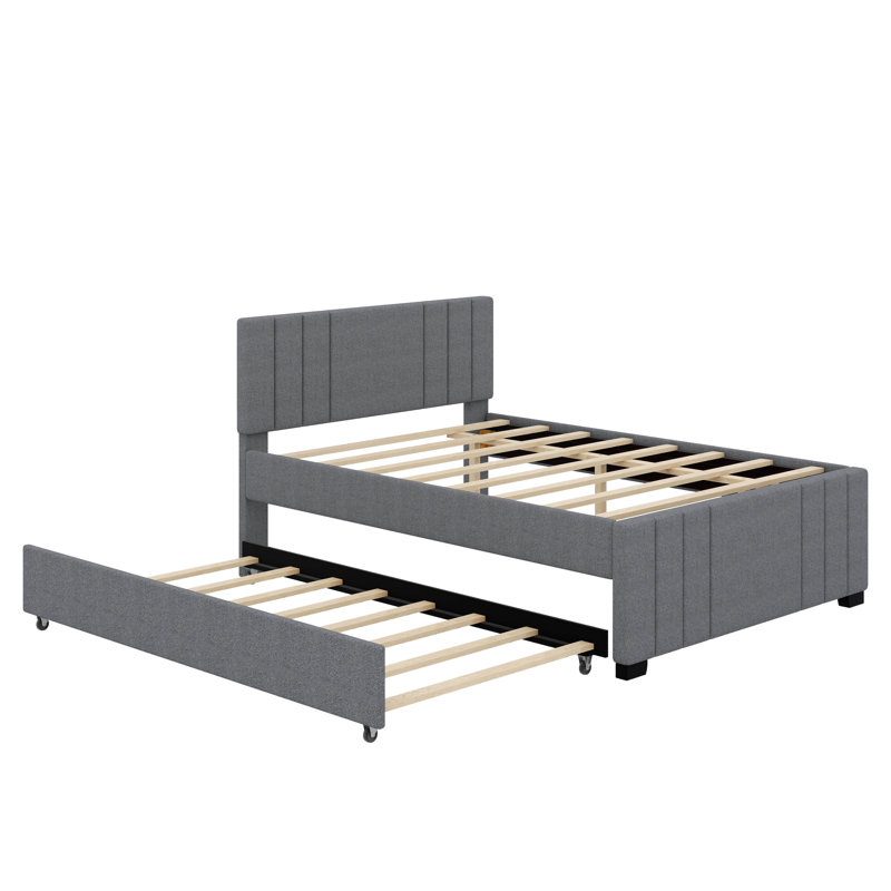 Full Upholstered Platform Bed With Trundle