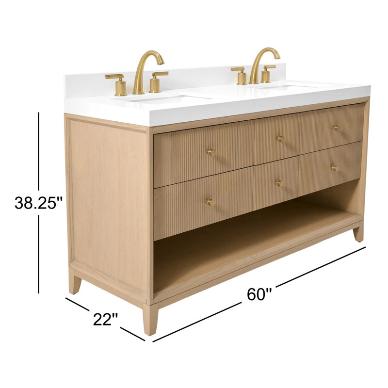 Momo 36" Freestanding Standard Single Bathroom Vanity with Top, Oak, 60"